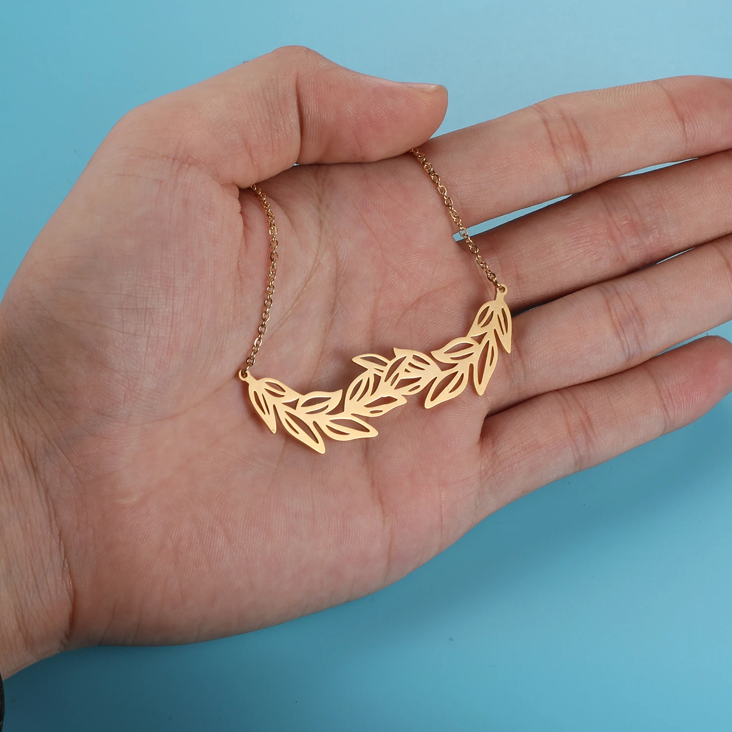 Ожерелье женское из нержавеющей стали с большими листьями 100%|Ожерелья подвеской|