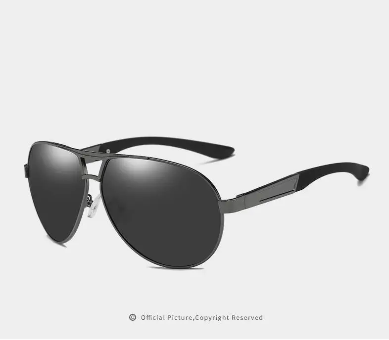 Classic Black Pilot Sunglasses Men Polarized Eyeglasses Cool Driving Anti Glare Goggles For Male Retro Brand Oculos De Sol UV400 - Цвет линз: GUN GRAY