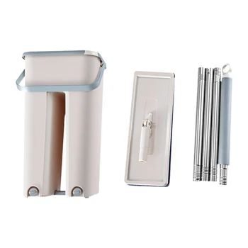 

Microfiber Flat Floor Mop and Bucket Set Home Floor Cleaning System with Washable Flat Fiber Mop Pads Household Cleaning Tools