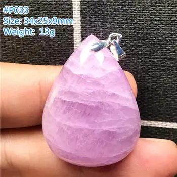 

Genuine Natural Purple Kunzite Pendant Jewelry For Women Man Cat Eye Crystal Silver Beads Rare Reiki Water Drop Gemstone AAAAA