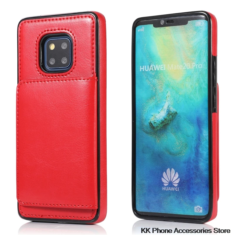 Red Ретро Чехол-кошелек с кармашком для телефона huawei P30 Pro mate 20 Pro медная Пряжка кожаная задняя крышка для huawei P30 mate 20 Lite - Цвет: Red
