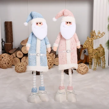

Pink Blue Toys Christmas Tree Decorations Shining Christmas Figures Dolls Santa Claus Snowman Christmas Decorations For Home