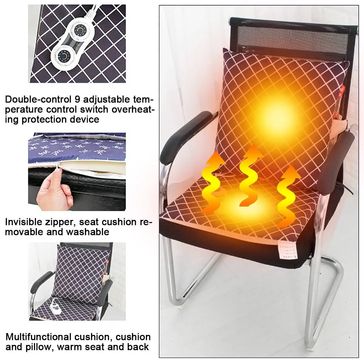 Baratos De calentamiento cojín silla de oficina calefacción eléctrica Pad de calefacción asiento manta cuerpo caliente cojín invierno suministros