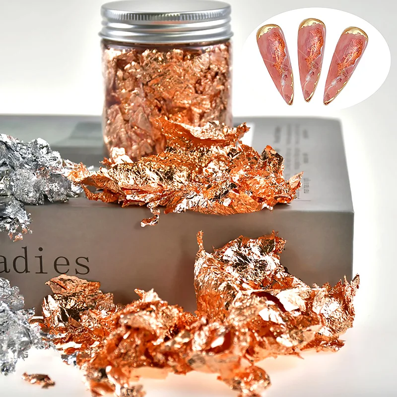 Metallic Foil Flakes for Nail,resin, Crafts, Painting/ Thin Gold, Silver,  Cooper Leaf Foils Paper Nail Art Design Decorating Supply 