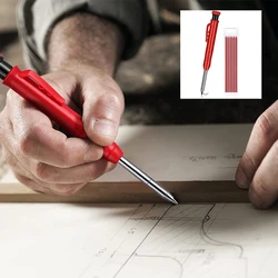 Jeu de crayons de menuisier solide avec 7 recharges, stylo de marquage affûteur intégré, outil de marqueur mécanique à trous profonds 