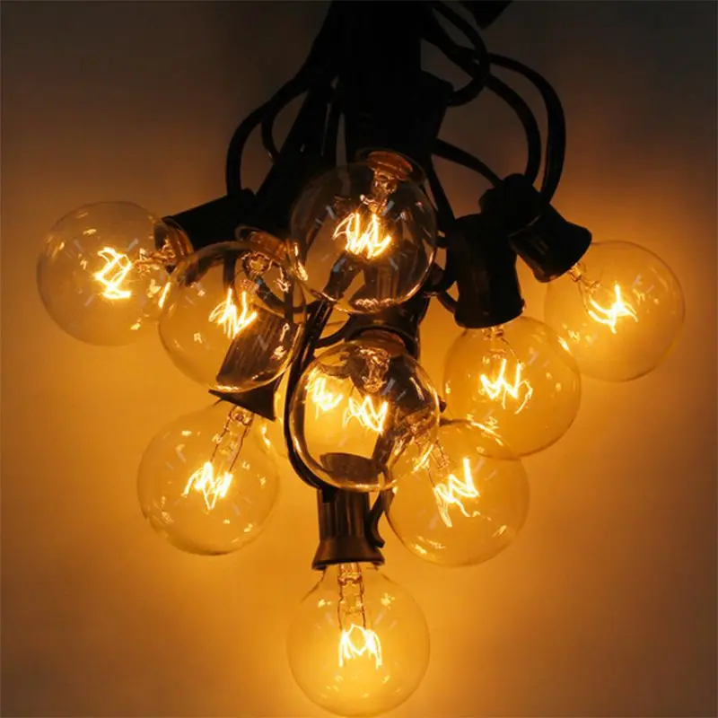 european plug, G40 Globe strings with 25 clear bulbs, 25Ft UL listed for indoor and outdoor decoration for garden, patio, party