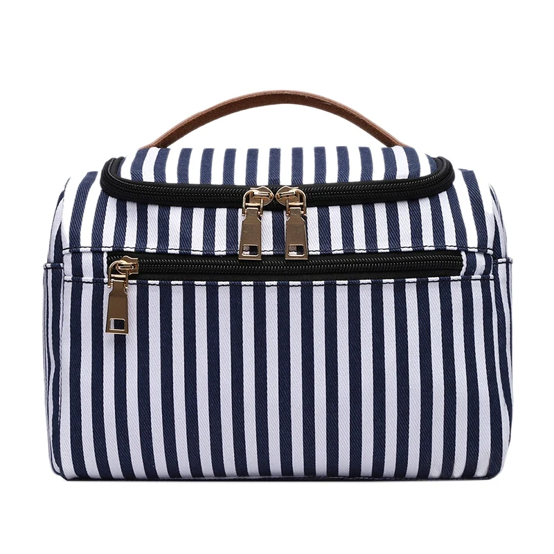 

Striped Storage Bag Cosmetic Bag Multi-Function Cosmetic Bag Ladies Handbag Canvas Travel Bag