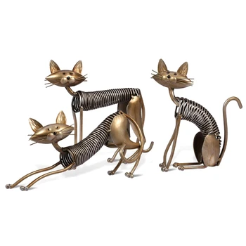 

Metal Statue Iron Art Decoration Cat Shape Crafts Making Statue Art Deco Modern Home Decoration 3 Pack