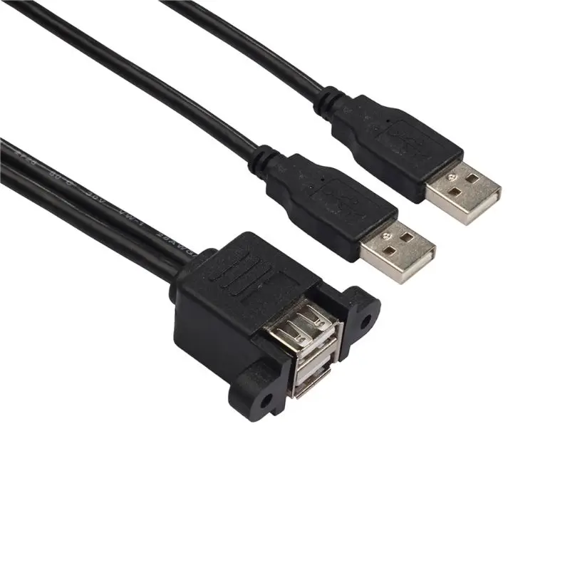 50 см двойной USB 2,0 удлинитель Профессиональный 1 гнездо панель крепление на 2 USB A Мужской Удлинительный кабель