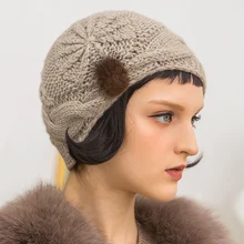 Осенне-зимняя Корейская Женская Шапка-бини, шерстяная Повседневная универсальная вязаная шапка, женская элегантная теплая шапка в британском стиле, H6775