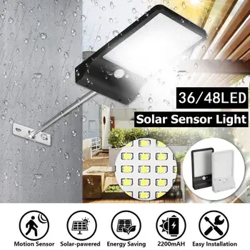 

4500LM LED 36/48LED IP65 Solar Street Light Radar motion Constantly bright Induction Solar Sensor Remote Control + Mounting Pol