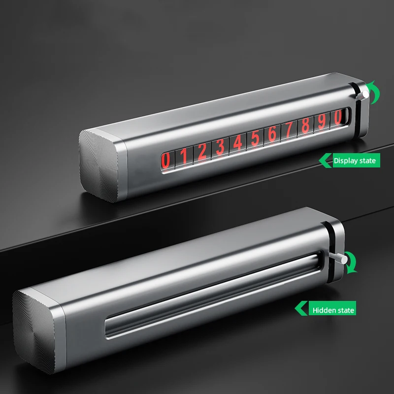 

Car Styling Elegant Temporary Parking Card Phone Number Plate Metal Telephone Number Case Sun-proof Night Luminous Park Stop