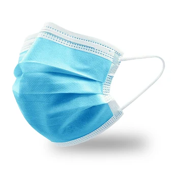 

50x Blue Face Mask Prevent Bacteria Mouth Three-layer 3 Ply Filter Disposable Non-Woven Unisex Anti-dust Mouth Nose Proof Masks