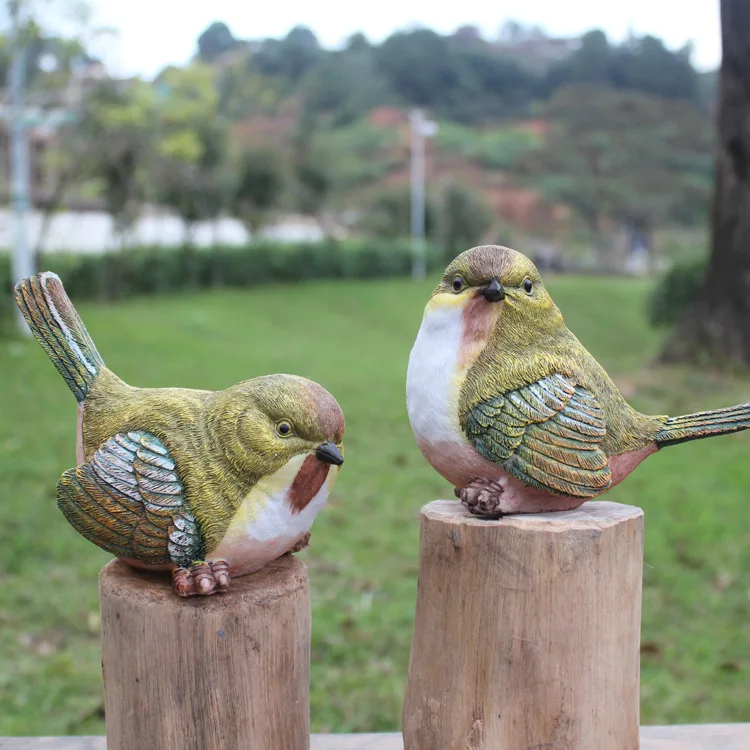 Adornos de escultura de pájaros en forma de pájaro, adorno de resina lindo,  decoración para el hogar, oficina, Mini jardín, estilo mixto, 4 piezas -  AliExpress