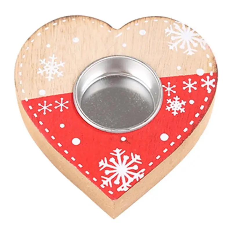 Christmas Tea Light Candle Holder with Fur /& Wooden Hanging Star Heart Xmas