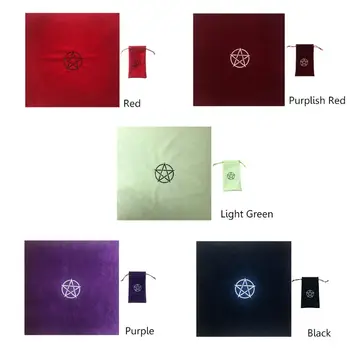 

2pcs/set 18x10 Pentagram Tarot Tablecloth with Bag Velvet Altar Tarot Cloth Pentacles Tarot Mat Jewelry Gift Display Packing Bag
