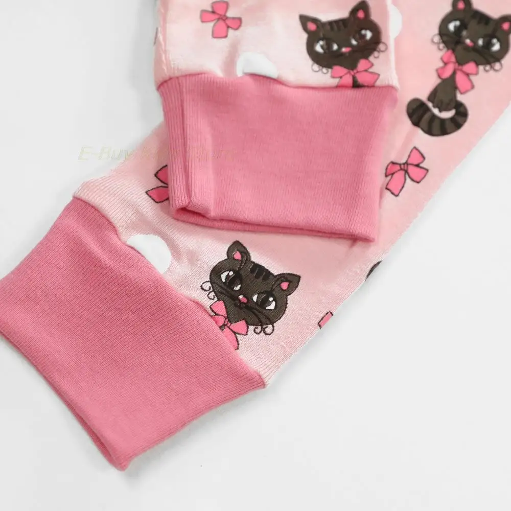 Kids Cartoon Cat Matching Doll Pyjamas Sets Pajamas Suits with Doll for Baby Girls Pink Toddler Sleepwears Homewears for 1-8Y nightgowns and robes	