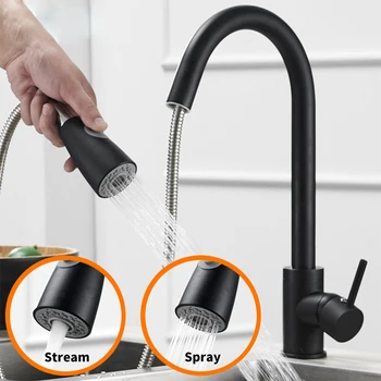 

Pull Out Kitchen Faucets with 2 Spray Modes Bathroom Basin Shower Faucets Sprayer Ceramic Valve 360 Degree Swivel Water Tap