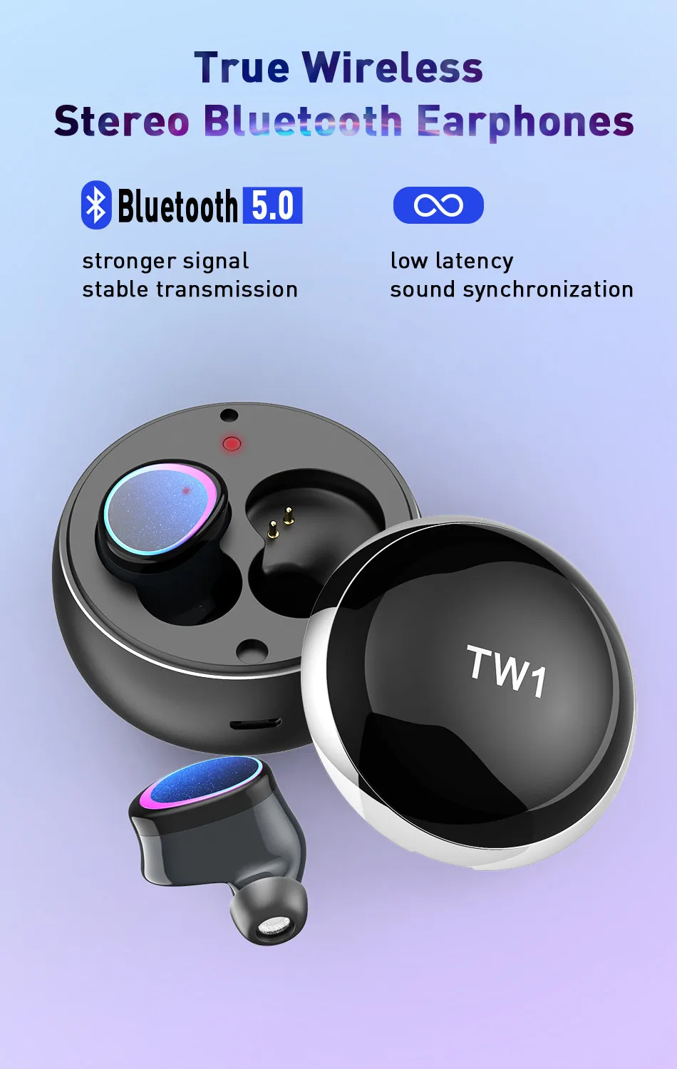 OTTWN круглый беспроводной бинауральные гарнитуры bluetooth наушники-вкладыши TWS с 5,0 стерео наушник, сенсорные управляемые дистанционные motion гарнитура с зарядный чехол