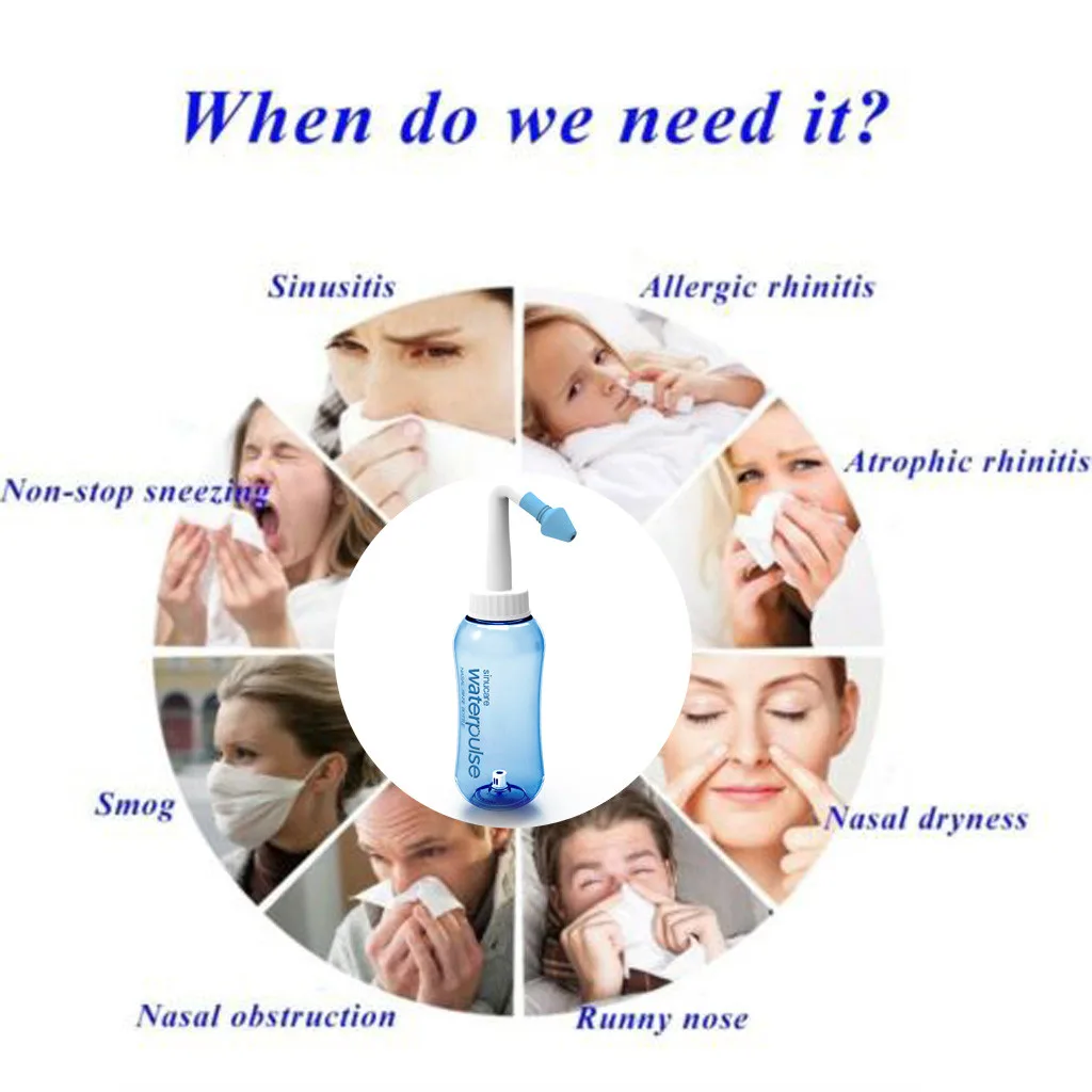300 мл бутылка очиститель для носа взрослых детей для промывания носа системы синус неаллергенный носовой давление полоскание нети горшок нос триммер JU17