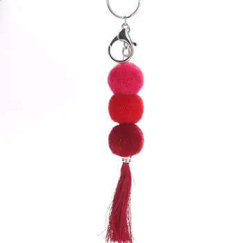 

1pc Colorful Cute Pom Pom Decor Keychain Handmade Bohemian Style Tassel Charm Handbag Charm For Women Bag Accessories
