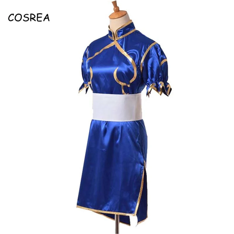 Маскарадные костюмы Chun Li вечерние на Хэллоуин Sutorito Faita голубое платье чонсам