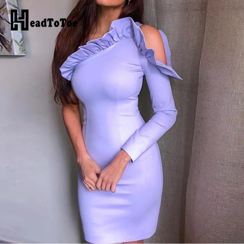 

Flounced Hem Cold Shoulder Bodycon Mini Dress for Women