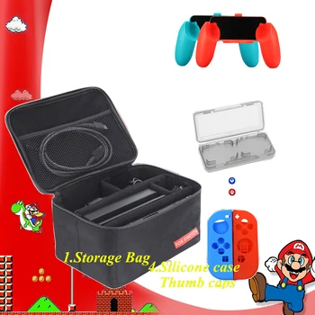 

8 In 1 Nintend Switch Accessories Nintendos Switch Big Storage Bag Card Box Handgrips Silicone Case Games For Nintendo Console