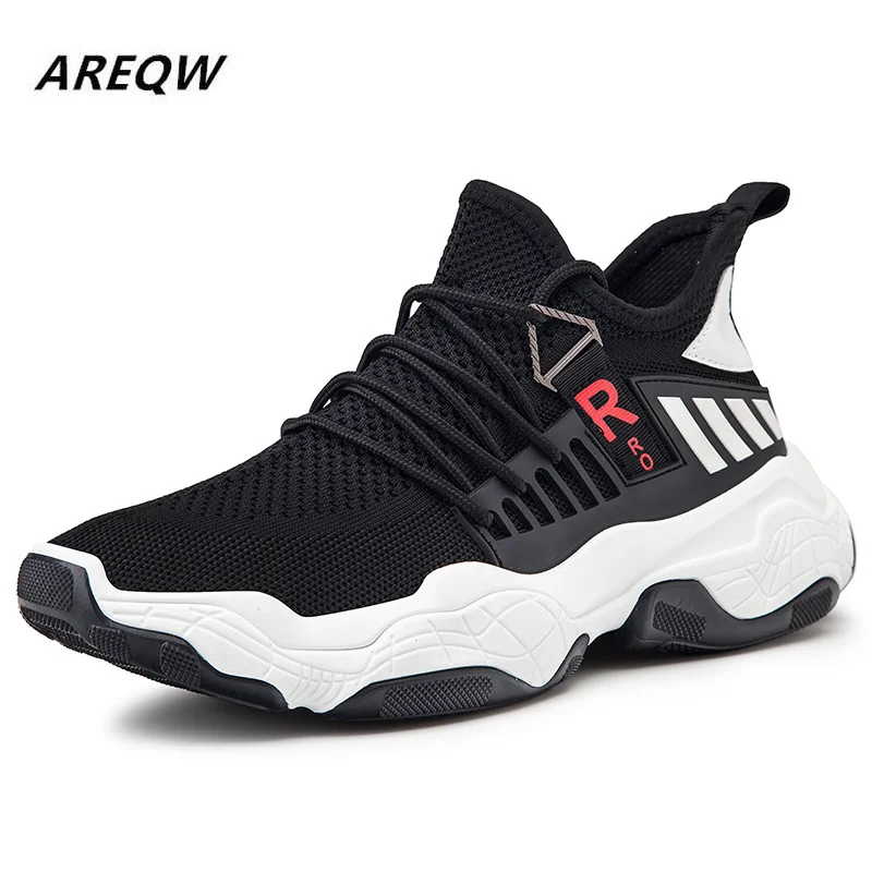

New Men's Breathable Lace-up Wear Sneakers Spring and Autumn Flying Woven Mesh Casual Shoes Non-slip Men's Shoes 2019