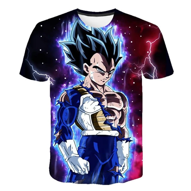  Nueva camiseta 3D para hombre Dragon Ball Z Ultra Instinct Goku Super Saiyan God Blue Vegeta Impreso Cartoon Summer T-shirt Tamaño 6XL