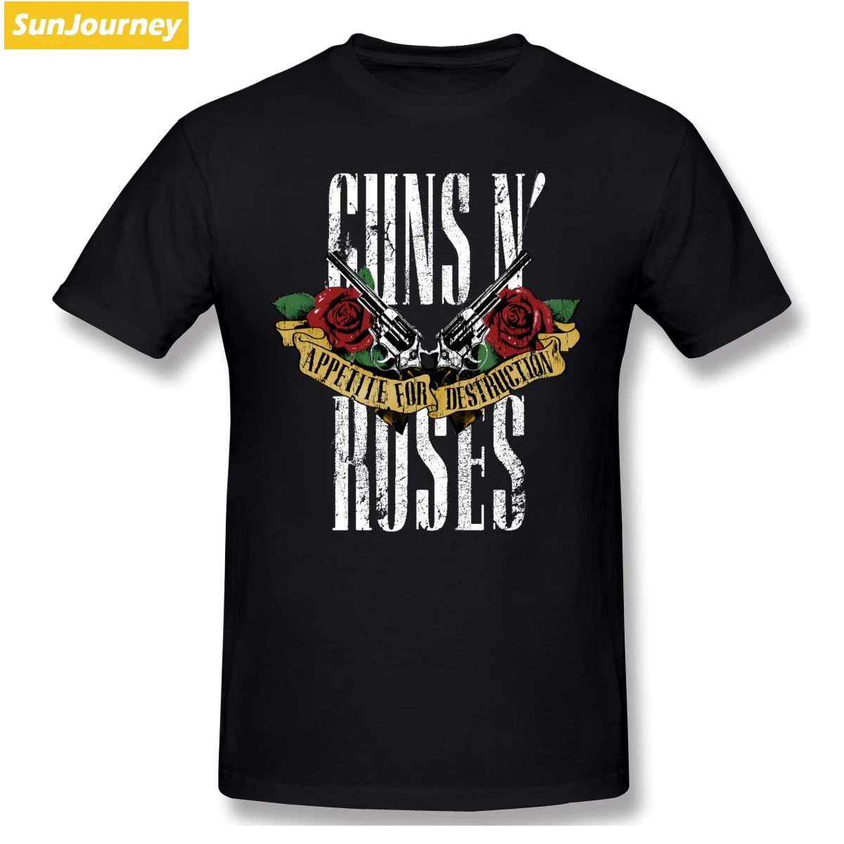 Harajuku guns N Roses Мужская футболка из хлопка с коротким рукавом на заказ Homme - Цвет: Черный