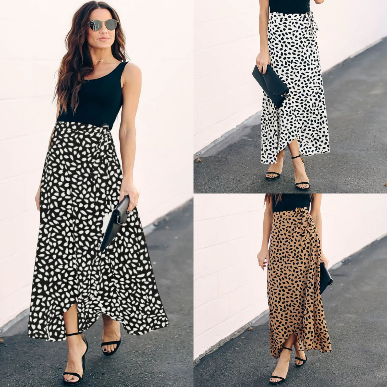 Hot Selling Summer New Products WOMEN'S Dress Polka Dot Printed Slit Long Skirts Skirt 2820