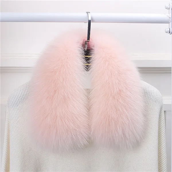 Pink Модный популярный женский шарф из натурального меха лисы меховой воротник зимний мужской и женский пальто шапка аксессуары теплый шарф - Цвет: Pink
