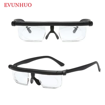 

Double Vision Focus Adjustable TR90 Reading Glasses Myopia Eye Glasses -6D to +3D Variable Lens Correction Binocular Magnifying