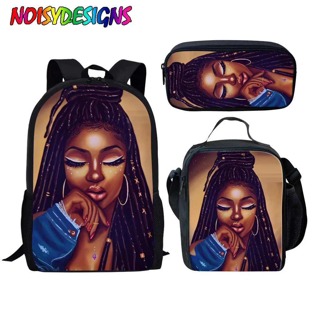 NOISYDESIGNS 3 шт./компл. черного цвета для девочек афро Для Женщин Принтом подростков