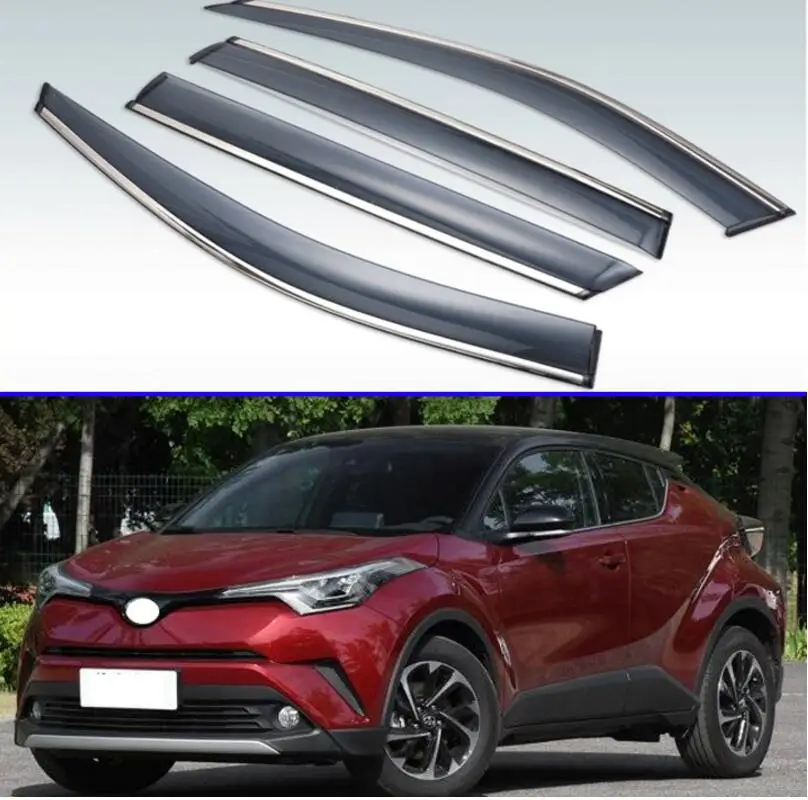

For Toyota C-HR CHR 2016 2017 2018 2019 Plastic Exterior Visor Vent Shades Window Sun Rain Guard Deflector 4pcs