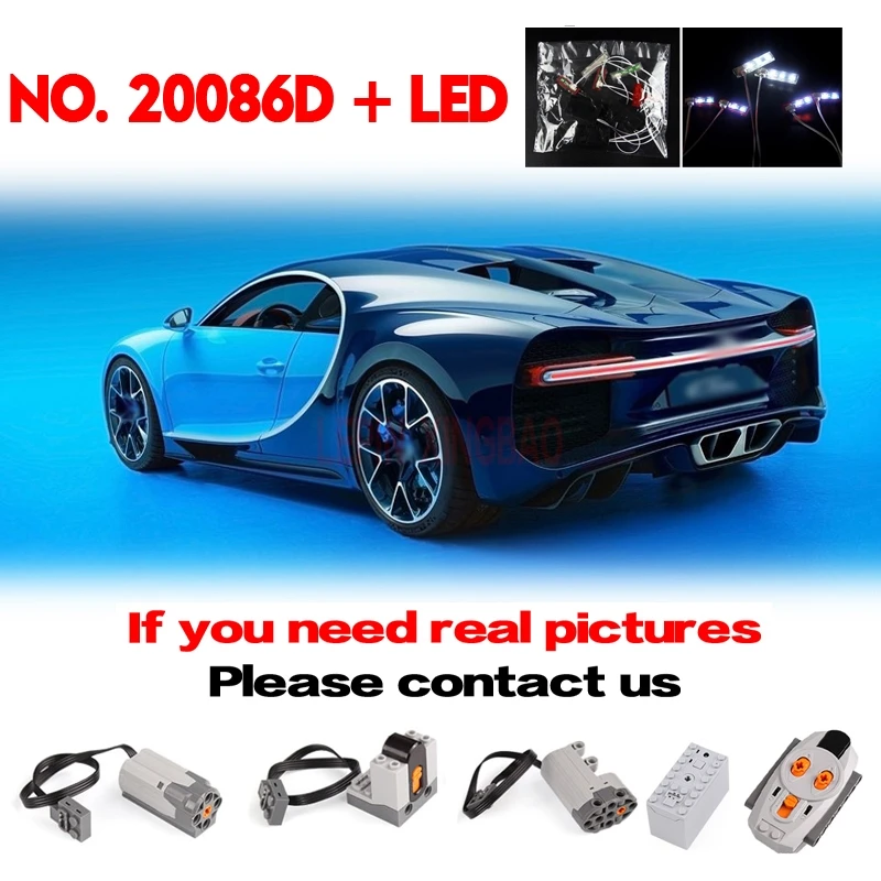DHL LP 20086 Technic Bugattieding с функцией питания автомобильный набор leoggings 42083 строительные кубики, детские игрушки Рождественский подарок - Цвет: 20086D and LED