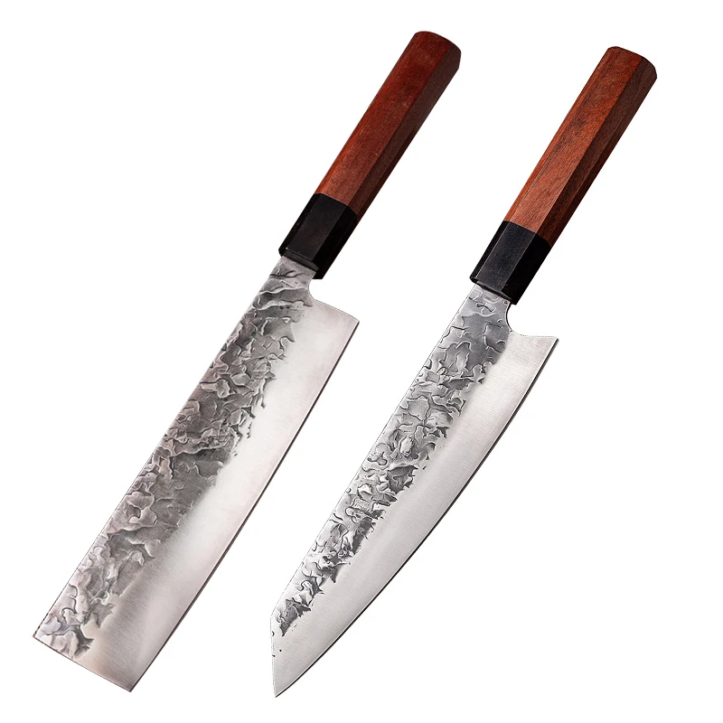 Cuchillo de Chef de acero al carbono forjado a mano, 8 pulgadas, Nakiri