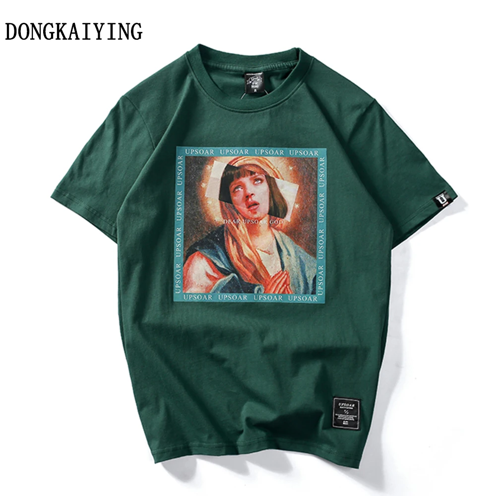 

DONGKAIYING Virgin Mary men and women T-Shirts Funny Printed Short Sleeve Tshirts Summer Hip Hop Casual Cotton Tops Streetwear