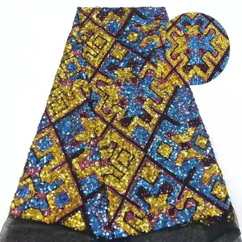 

Latest Foam Sequins Embroidered French Mesh Sequins African Lace Fabric Embroidered Nigerian Fabrics, Dresses / Skirts Design
