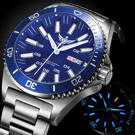 tritium wrist watch,dive watches men Yelang automatic meachnical wristwatch T100 luminous 300m waterproof man sport reloj V1028 - Цвет: watch men p3