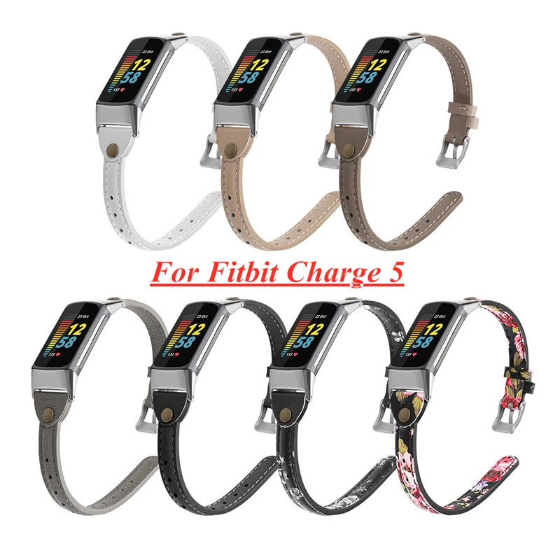 

Replacement Watchband Leather Band For Fitbit Charge 5 SmartWatch Strap Bracelet Belt Wristband Fashion Replacement Band