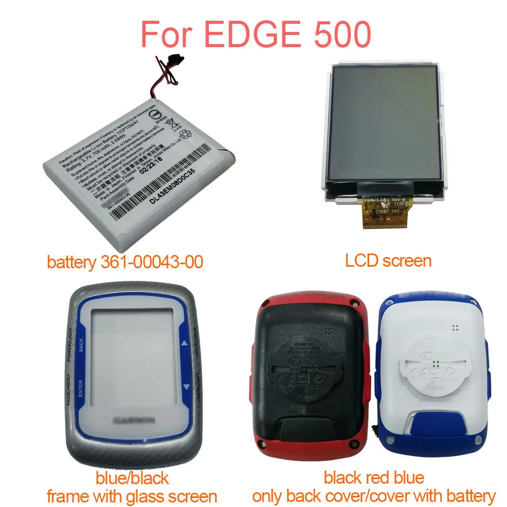 Buena Compra Para GARMIN Edge 500 frente cubierta con vidrio Edge500 batería 361-00043-00 reemplazo de pantalla LCD de pantalla de piezas de reparación KjwneQEyJxD