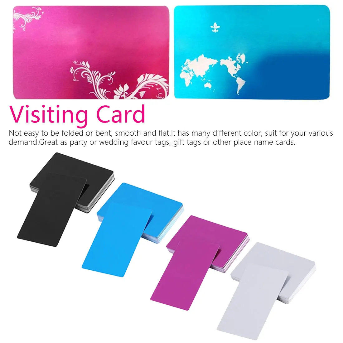 

100Pcs/Lot Blanks Laser Mark Engraved Metal Smooth Business Visiting Name Cards Aluminium Alloy Business Card