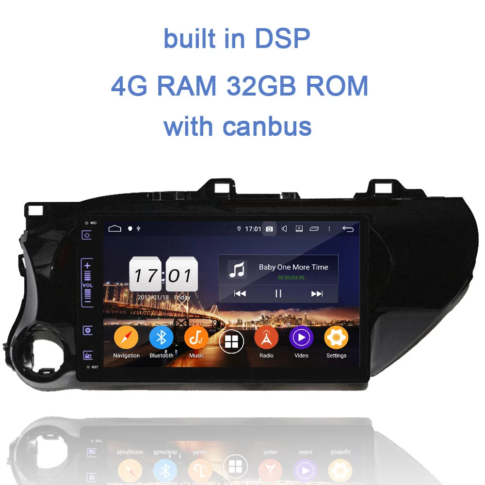 DSP ips " 1 din Android 9,0 автомобильный dvd-плеер 4 Гб ОЗУ 8 ядерный Bluetooth 4,2 RDS Авторадио ГЛОНАСС для Toyota Hilux - Цвет: 4GB 32GB with canbus