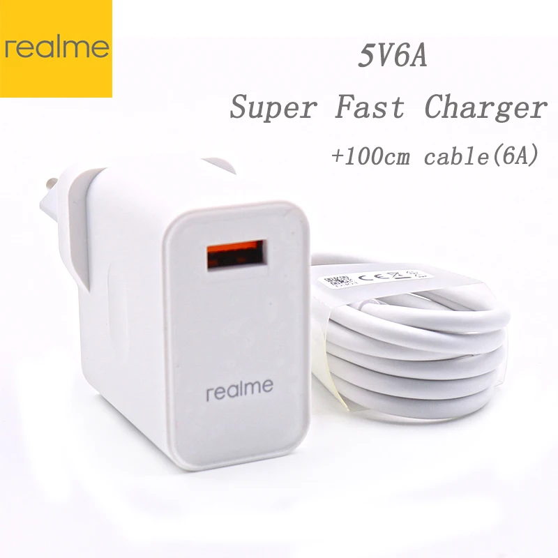 Зарядное устройство realme 30 Вт SuperDart VCU-чип с кабелем типа C для Realme X2 Pro X50 6 6i адаптер