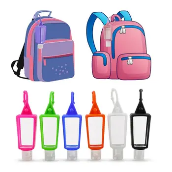 

30ml Portable Empty Hand Sanitizer Squeeze Bottle Reusable Empty Leakproof Plastic Travel Bottle with Silicone Keychain Holder