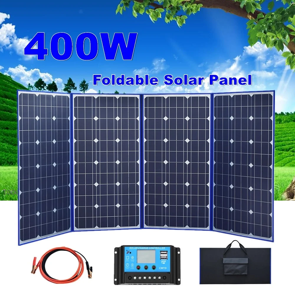 

[4x100w] 400W 18V Flexible Solar Panel Cell Module Kit USB Port contoller for 12V Car Battery Charger RV Boat Roof Motorhome