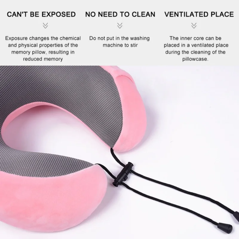 Portable Memory Foam Travel Neck Pillow Cushion With Eye Mask& Earplugs& Storage Bag Support Your Neck Head For Airplanes Cars