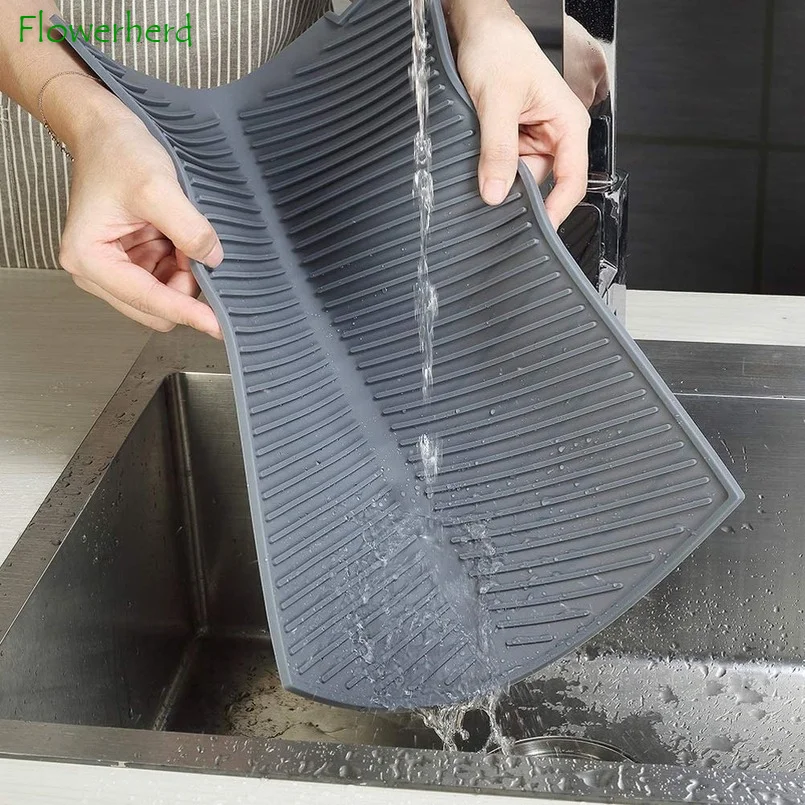 Multi-size Folding Silicone Draining Board Mats Flume Drainer Dish Drying  Mat Anti-Skid Heat Insulation for Kitchen Universal - AliExpress